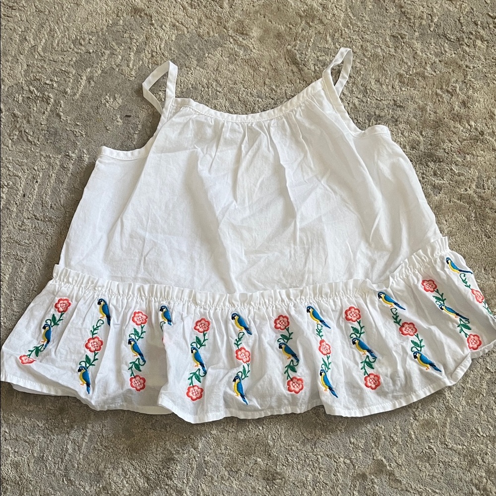 Janie and Jack White Camisole with Floral Embroidery